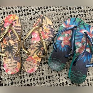 Two pairs of havaianas flip flops